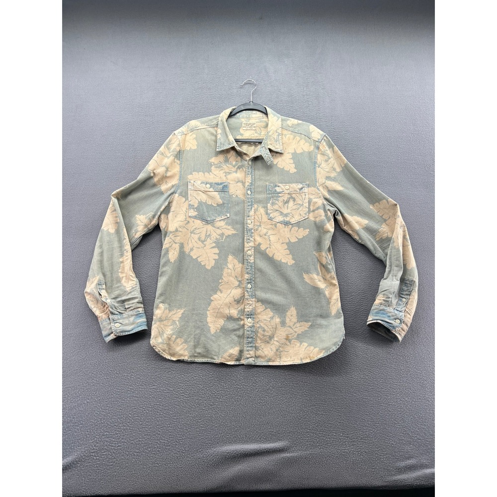AllSaints Spitalfields Shirt  Mens XL Floral Tropical Denim Button Down Blue
